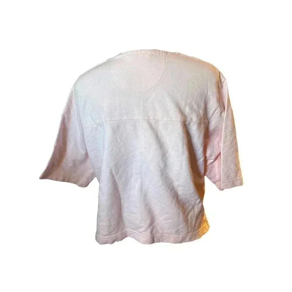 DELICATES SPA SIZE SMALL PINK BUTTON UP CROP SHIRT - Picture 3 of 4